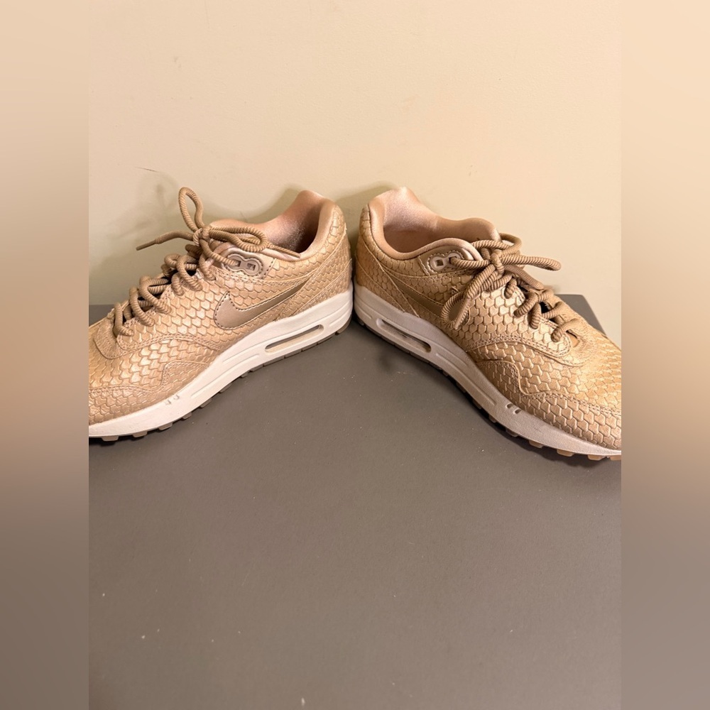 Women’s Nike Air Max 1 Premium Gold Fish Sneakers - Picture 3 of 7